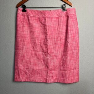 Talbots Women's Pink White Textured Tweed Mini‎ Skirt Sz 16 Barbie Career Office